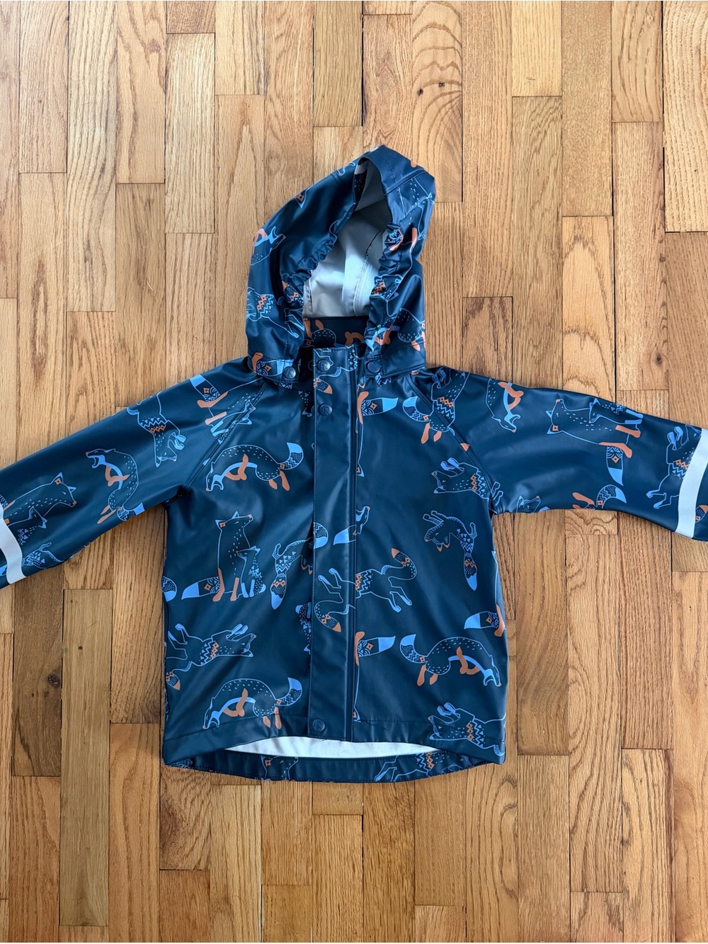 Kids Blue Fox Print Reima Rain Jacket